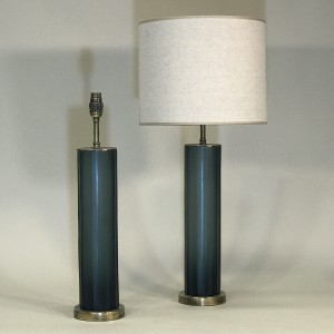 Pair Of Medium Blue/grey Cut Glass Laura Lamps On Antique Brass Bases (T5278)