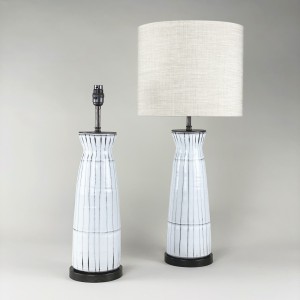 Pair Of Medium 'mannequin' Painted Ceramic Lamps With Brown Bronze Bases (T5365)