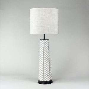 Single Medium 'fearne' Textured White Ceramic Lamp With Brown Bronze Base (T5385)
