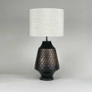Single Medium Brown Cut Glass Lamp With Antique Brass Base (T5405)