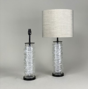 Pair Of Medium Candyfloss Clear Lamps On Brown Bronze Bases (T5454)