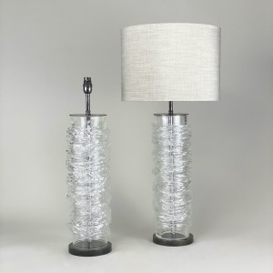 Pair Of Large Candyfloss Clear Lamps On Brown Bronze Bases (T5455)