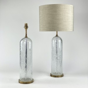 Pair Of Medium Clear Bubble Dome Lamps With Antique Brass Bases (T5520)