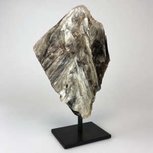 Silver Mica Mineral on Brown Bronze Stand (T5708)
