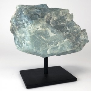 Blue Flourite Mineral on Brown Bronze Stand (T5716)