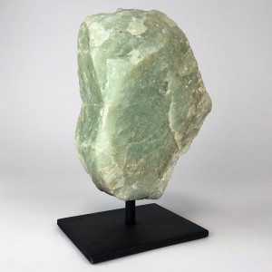 Green Flourite Mineral on Brown Bronze Stand (T5815)