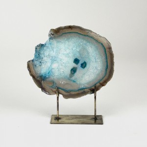 Small Teal Agate on Antique Brass Stand (T5889)
