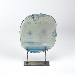 Small Teal Agate on Antique Brass Stand (T5890)