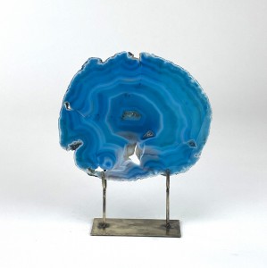 Small Blue Agate on Antique Brass Stand (T5891)