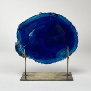 Blue extra Large Agate on Antique Brass Stand (T6014)