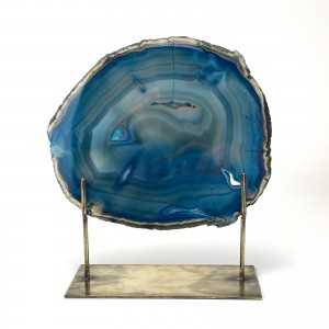 Teal Extra Large Agate on Antique Brass Stand (T6034)