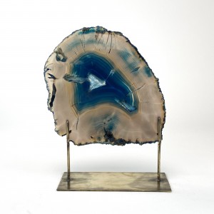 Teal Extra Large Agate on Antique Brass Stand (T6036)