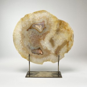Brown Massive Agate on Antique Brass Stand (T6054)