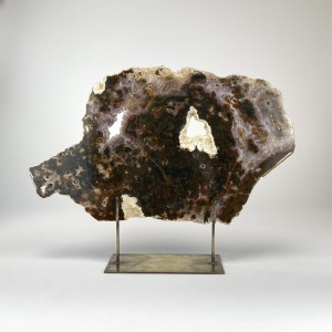 Brown Massive Agate on Antique Brass Stand (T6056)