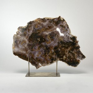 Brown Massive Agate on Antique Brass Stand (T6061)