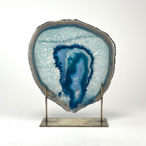 Teal Massive Agate on Antique Brass Stand (T6065)
