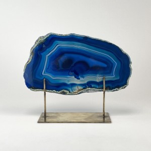 Navy Blue Extra large  Agate on Antique Brass Stand (T6067)