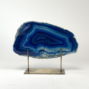 Navy Blue Extra large Agate on Antique Brass Stand (T6068)
