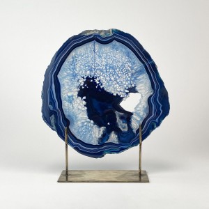 Navy Blue Massive Agate on Antique Brass Stand (T6069)
