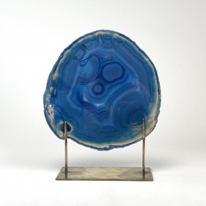 Navy Blue extra large  Agate on Antique Brass Stand (T6072)