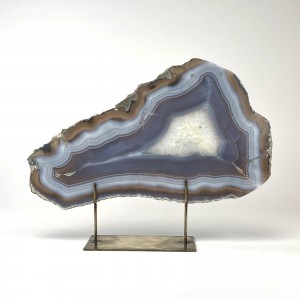 Grey Massive Agate on Antique Brass Stand (T6077)