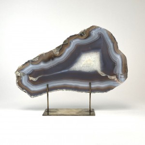 Grey Massive Agate on Antique Brass Stand (T6078)
