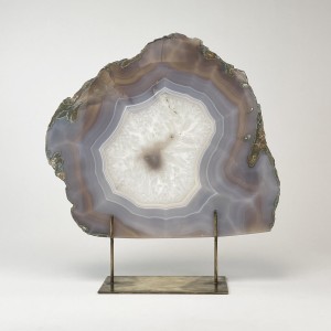 Grey Massive Agate on Antique Brass Stand (T6095)