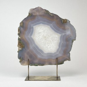 Grey Massive Agate on Antique Brass Stand (T6096)