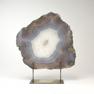 Grey Massive Agate on Antique Brass Stand (T6100)