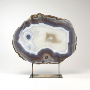 Grey Massive Agate on Antique Brass Stand (T6101)