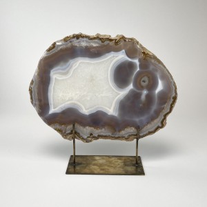 Massive grey Agate on Antique Brass Stand (T6102)