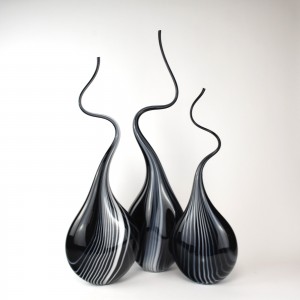 Black & White Striped 'Squiggle Vases' (T6248)