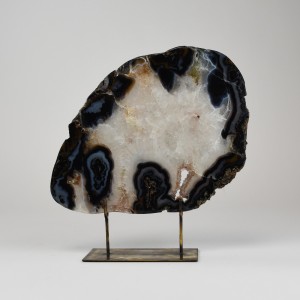Black Extra Large Agate on Antique Brass Stand (T6328)