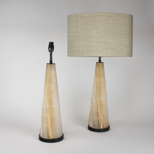 Pair of Large Brown Onyx Table Lamps on Brown Bronze Bases (T6340)