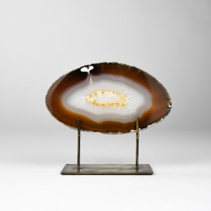 Small Brown Agate on Antique Brass Stand (T6384)