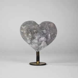 Heart Shaped Mineral on Antique Brass Stand (T6430)