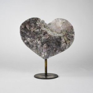Heart Shaped Mineral on Antique Brass Stand (T6435)