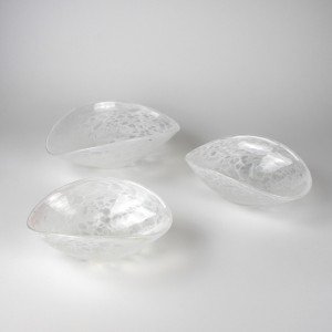 Set of Three Clear Marbled Glass Bowls (T6468)