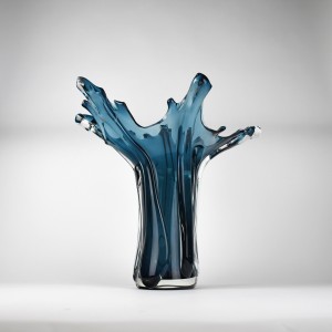 Large Blue Glass Splash Vase (T6469)