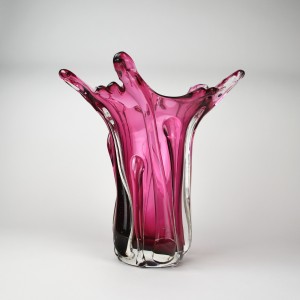 Large Pink Glass Splash Vase (T6471)