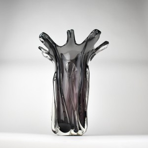 Large Grey Glass Splash Vase (T6472)