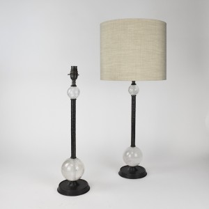 Pair of Small Rock Crystal Table Lamps on Brown Bronze Bases (T6499)
