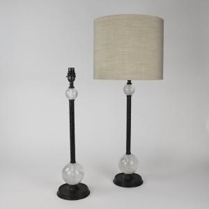 Pair of Small Rock Crystal Table Lamps on Brown Bronze Bases (T6501)