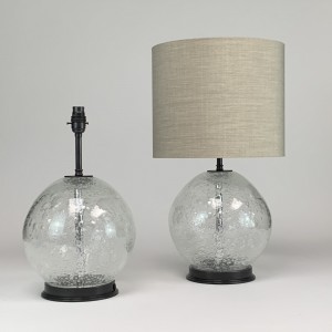 Clear Glass Bubble Ball Lamps On Brown Bronze Bases (small) (T6689)