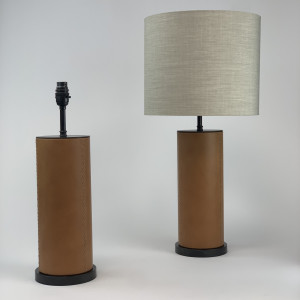 Pair Of Brown Leather Lamps On Brown Bronze Bases (T6707)