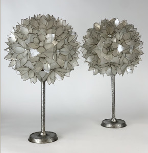 Pair Of Opaque Tree Lamps in Distressed Silver (T6828)