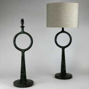 Pair Of Medium Metal verdigris  'Circle' Lamps (T6854)
