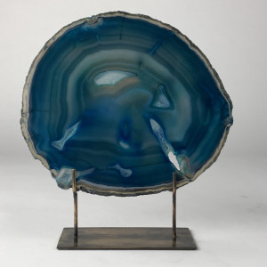 Extra Large Blue Agate On Antique Brass Bases (T6958)