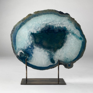Extra Large Blue Agate On Antique Brass Bases (T6959)
