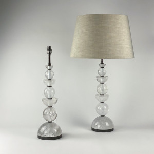 Pair Of Large Rock Crystal 'Abstract' Lamps On Brown Bronze Bases (T7271)